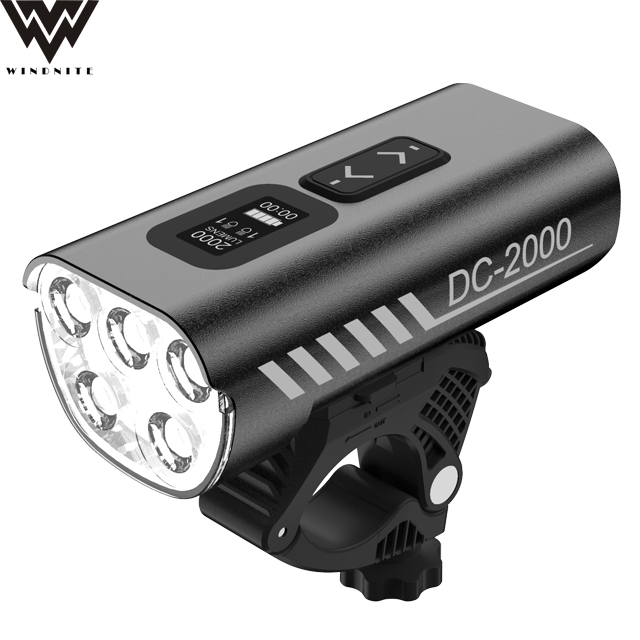 DC2000 5*LEDs 2000LM Bike Headlight with OLED display USB-C Rechargeable 5800mAh battery with Power Bank function